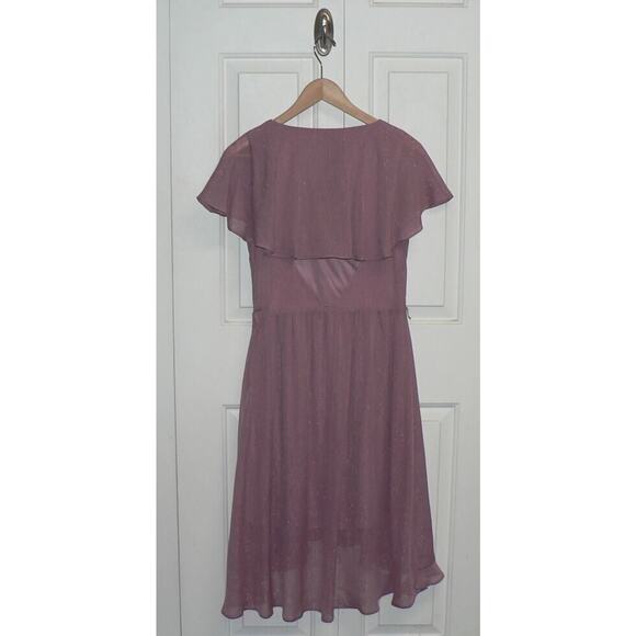 Kensie Women's Open Back Capelet Chiffon Dress in Pink Shimmer Size 14 MSRP $118 - Picture 5 of 6